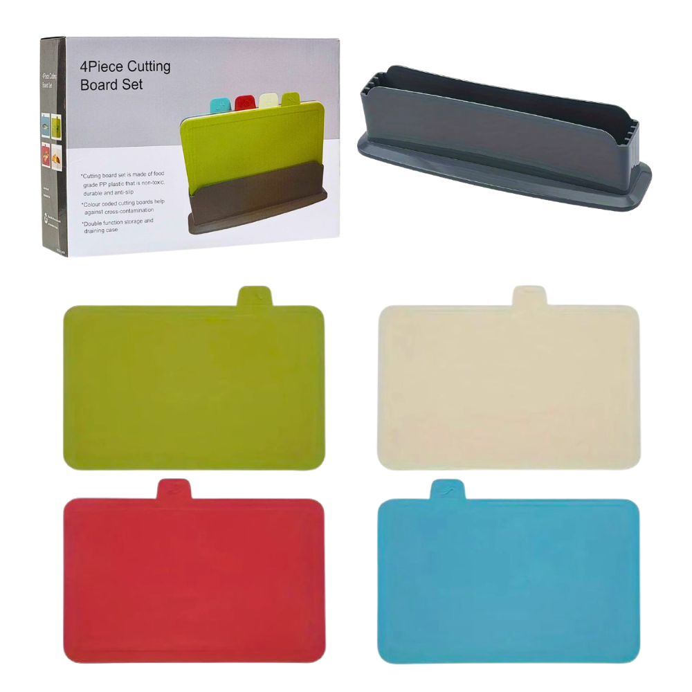 TABLAS DE PICAR, JUEGO DE TABLAS DE CORTAR DE 4 PIEZAS, DE PLASTICO DE GRADO ALIMENTICIO NO TOXICO, DURADERO Y ANTIDESLIZANTE, DRENAJE DOBLE FUNCION tabla