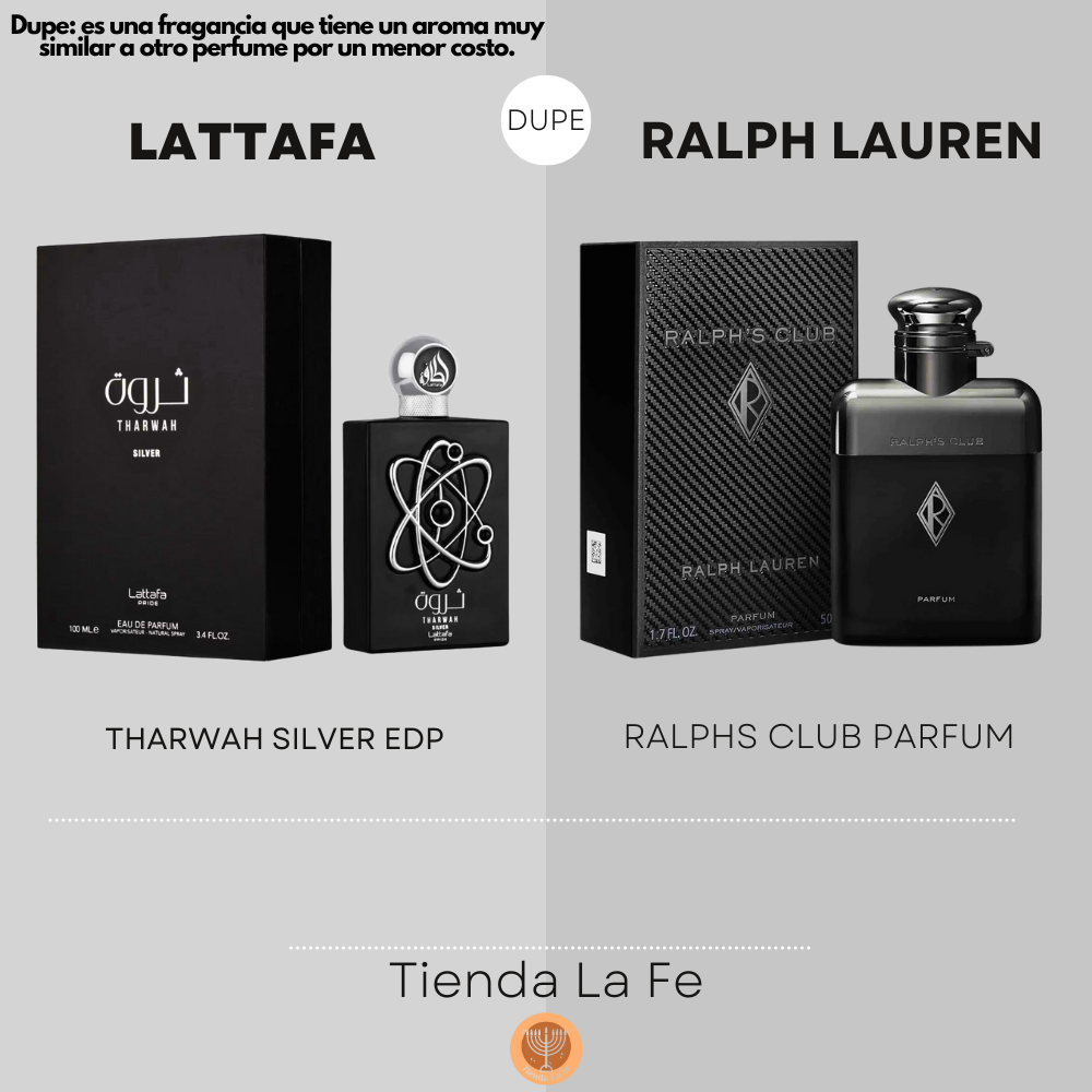 LATTAFA THARWAH SILVER EDP 100ML (H) (DUPE RALPH LAUREN RALPHS CLUB PARFUM)