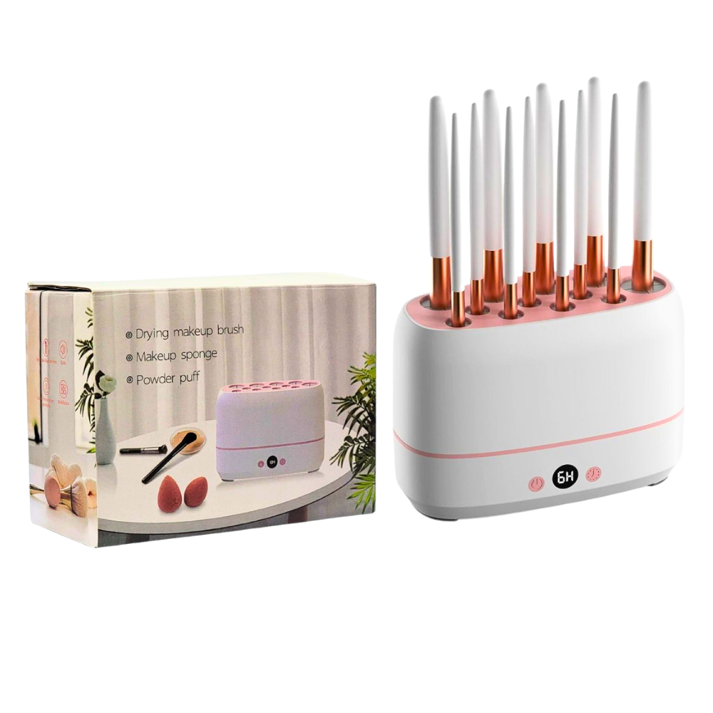 MAQUINA SECADORA DE BROCHAS DE MAQUILLAJE, SECADORA ELECTRICA DE ESPONJAS Y BROCHAS CON 12 AGUJEROS DIFERENTES