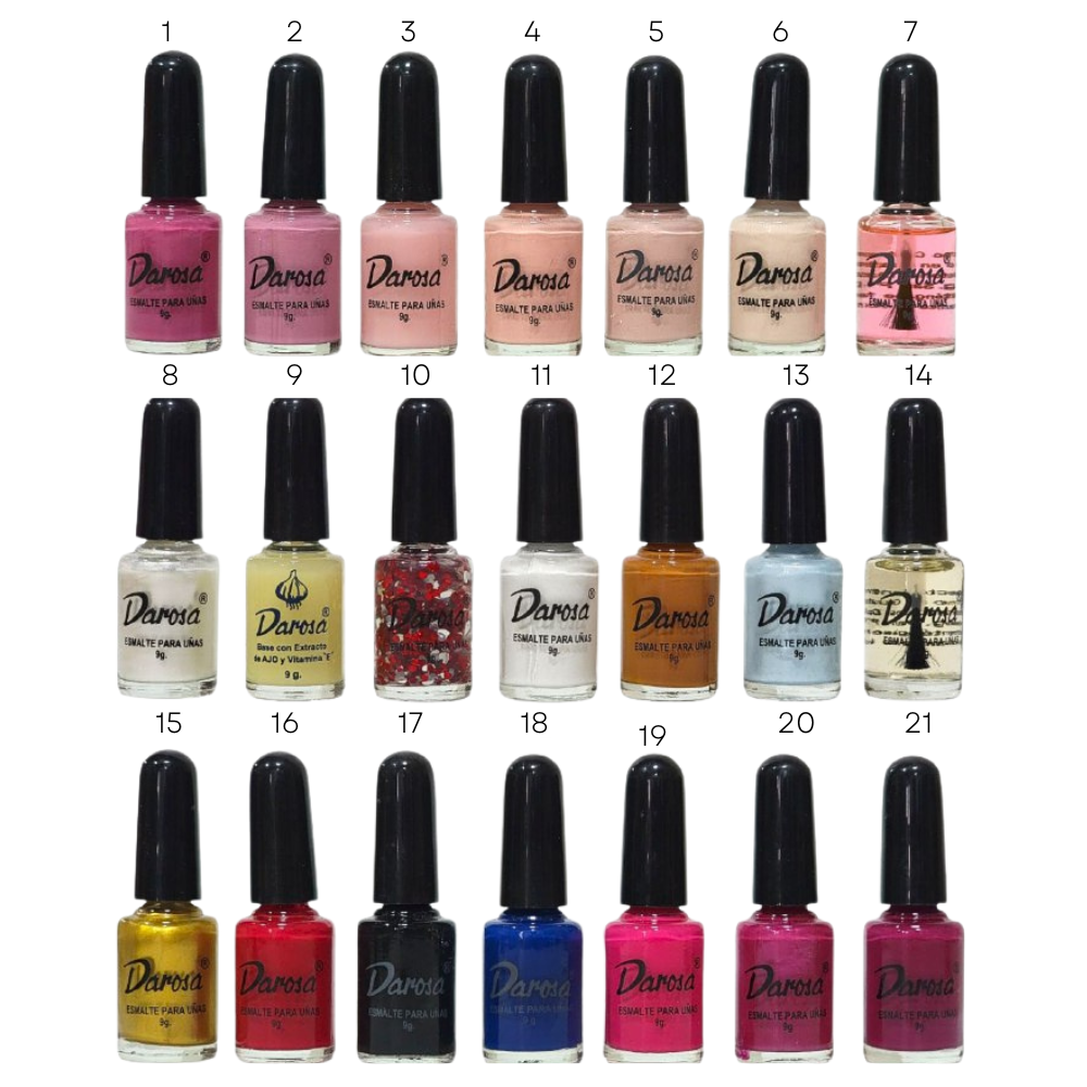 ESMALTE DE UÑAS DURADERO, SECADO RAPIDO, 42 TONOS, DAROSA 9G