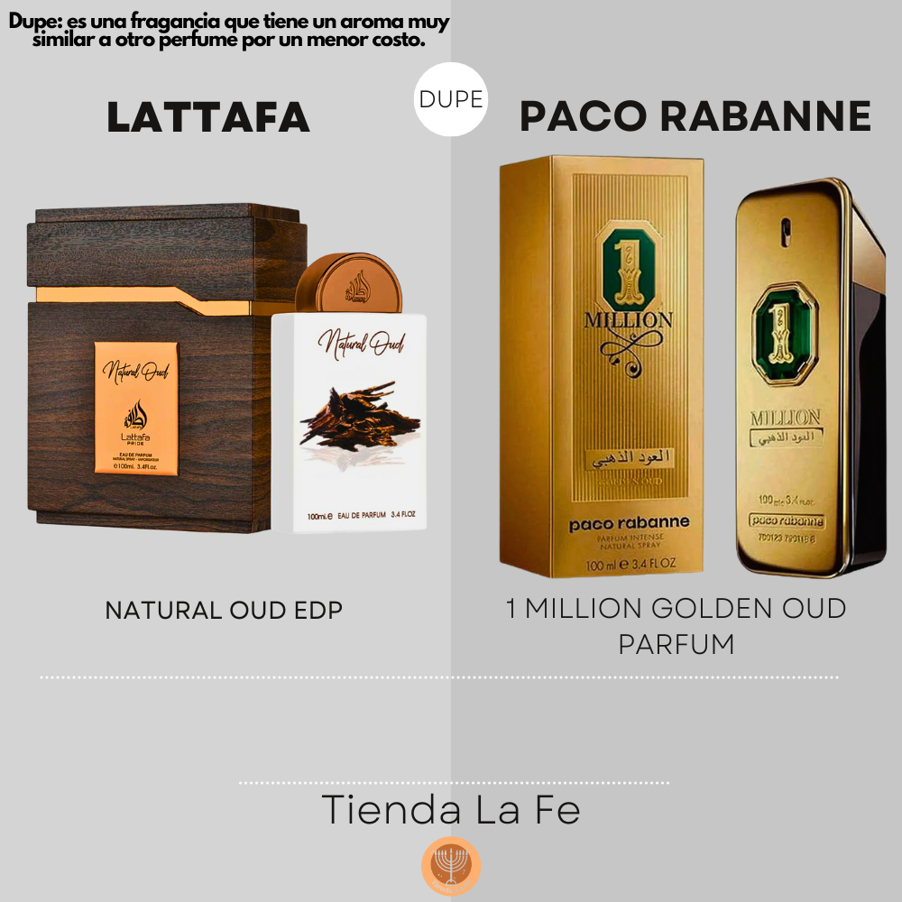 LATTAFA NATURAL OUD EDP 100ML (H) (DUPE PACO RABANNE 1 MILLION GOLDEN OUD PARFUM)