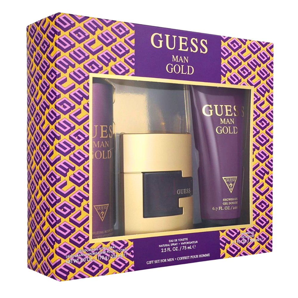SET GUESS MAN GOLD EDT 75ML, SHOWER GEL 200ML, DEODORANT 226ML (H)