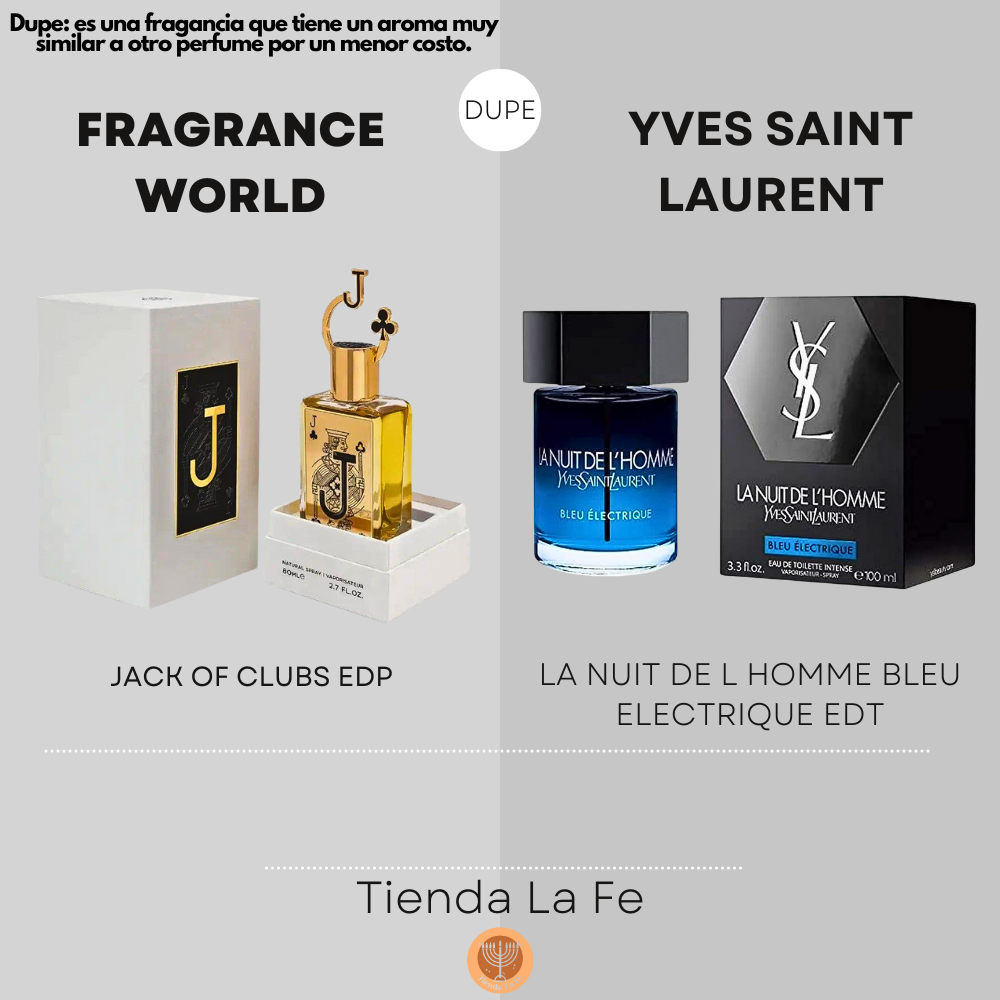FRAGRANCE WORLD JACK OF CLUBS EDP 80ML (H) (DUPE YVES SAINT LAURENT LA NUIT DE L HOMME BLEU ELECTRIQUE EDT)