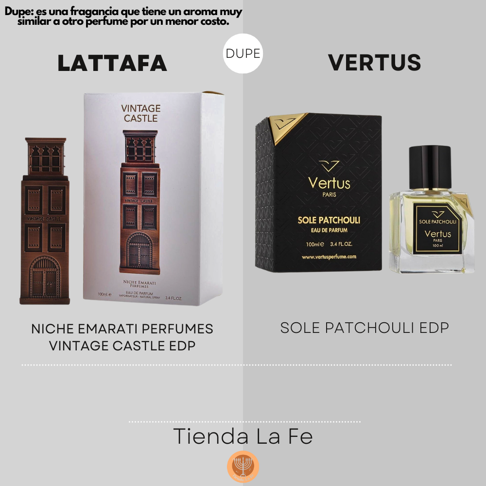 LATTAFA NICHE EMARATI PERFUMES VINTAGE CASTLE EDP 100ML (H) (DUPE VERTUS SOLE PATCHOULI EDP)