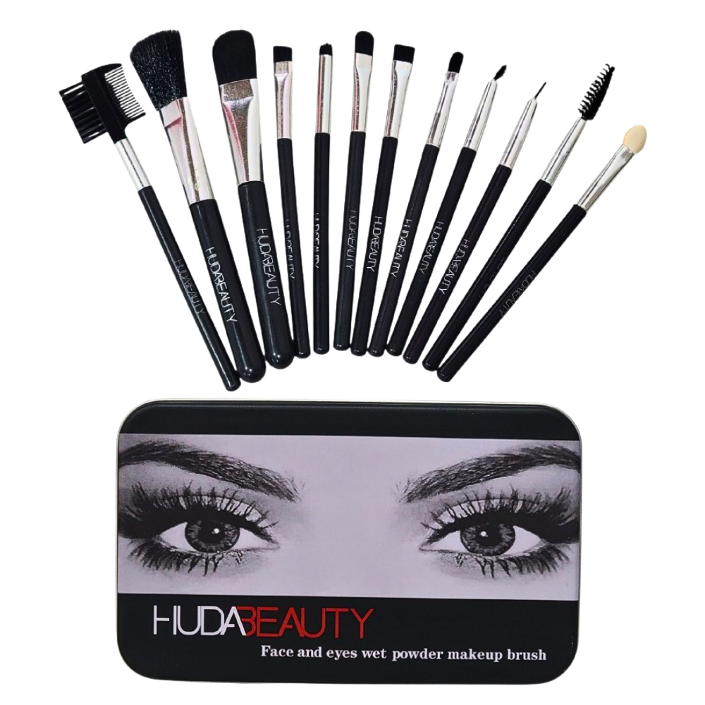 BROCHAS PARA MAQUILLAJE EN SET DE 12 PIEZAS HUDABEAUTY