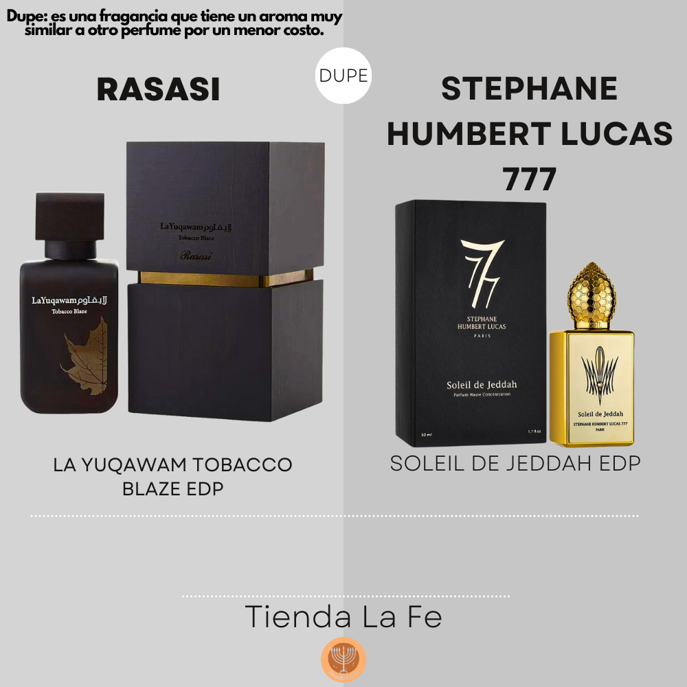 RASASI LA YUQAWAM TOBACCO BLAZE EDP 75ML (H) (DUPE STEPHANE HUMBERT LUCAS 777 SOLEIL DE JEDDAH EDP)