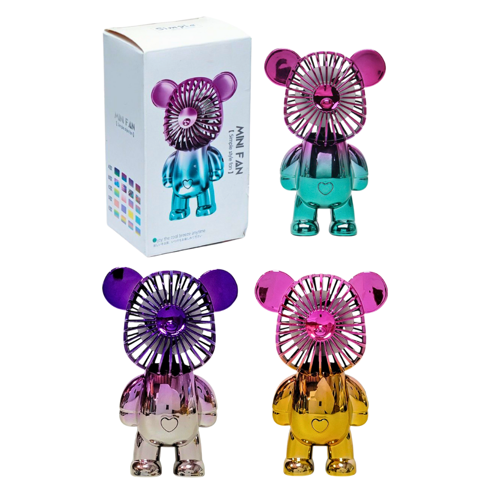 VENTILADOR DE MANO O MESA RECARGABLE DE OSO MINI FAN 3 COLORES
