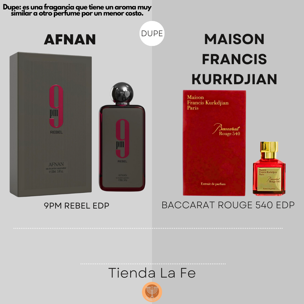 AFNAN 9PM REBEL EDP 100ML (U) (DUPE MAISON FRANCIS KURKDJIAN BACCARAT ROUGE 540 EDP)