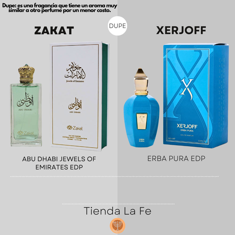 ZAKAT ABU DHABI JEWELS OF EMIRATES EDP 100ML (U) (DUPE XERJOFF ERBA PURA EDP)