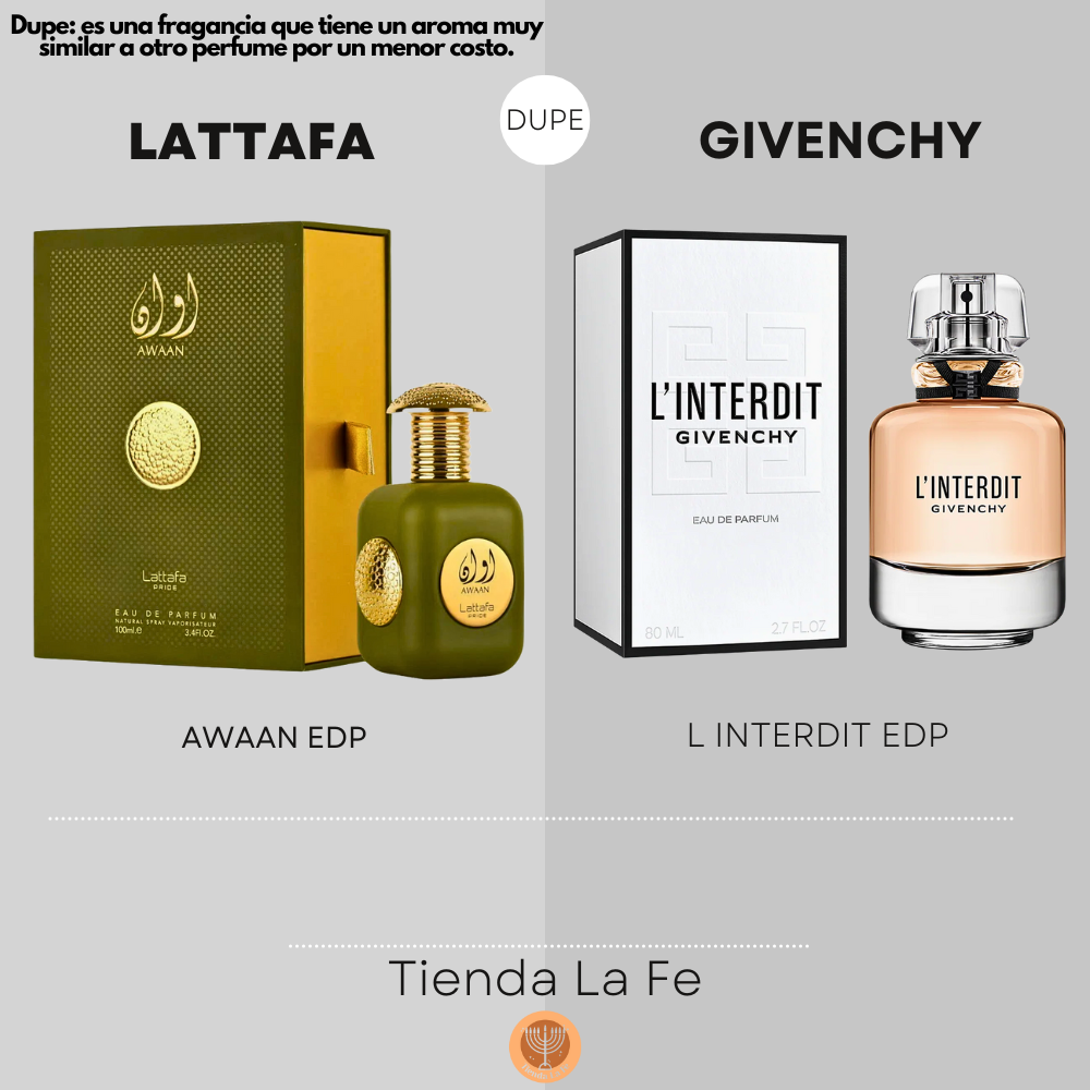 LATTAFA AWAAN EDP 100ML (M) (DUPE GIVENCHY L INTERDIT EDP)