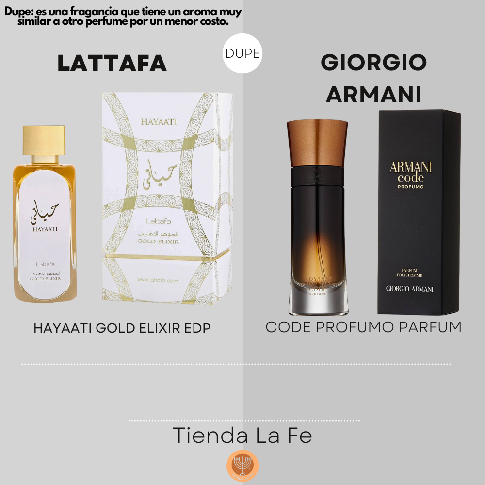 LATTAFA HAYAATI GOLD ELIXIR EDP 100ML (U) (DUPE GIORGIO ARMANI CODE PROFUMO PARFUM)