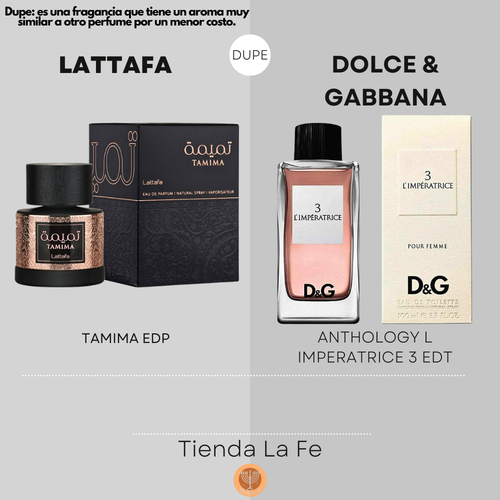 LATTAFA TAMIMA EDP 100ML (M) (DUPE DOLCE & GABBANA ANTHOLOGY L IMPERATRICE 3 EDT)