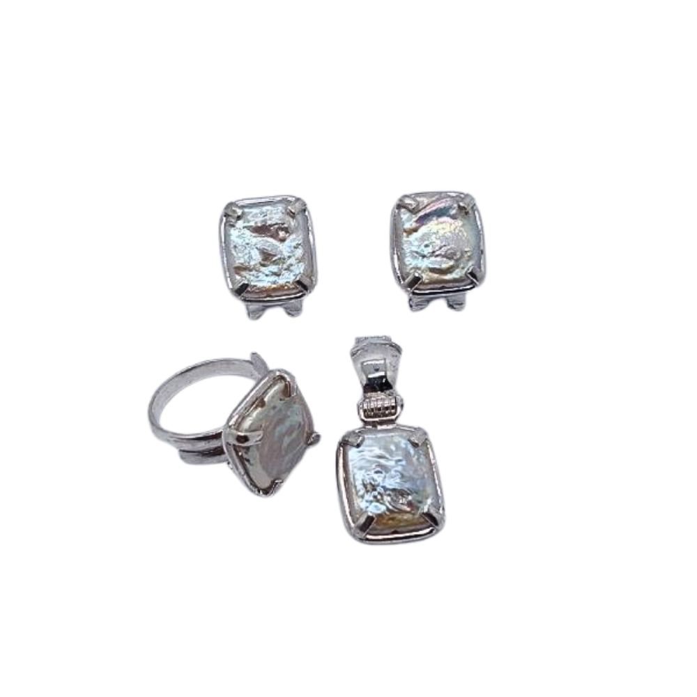 SET DE JOYERIA ARTESANAL DE PLATA 9.25 PERLA BARROCA ALESET018