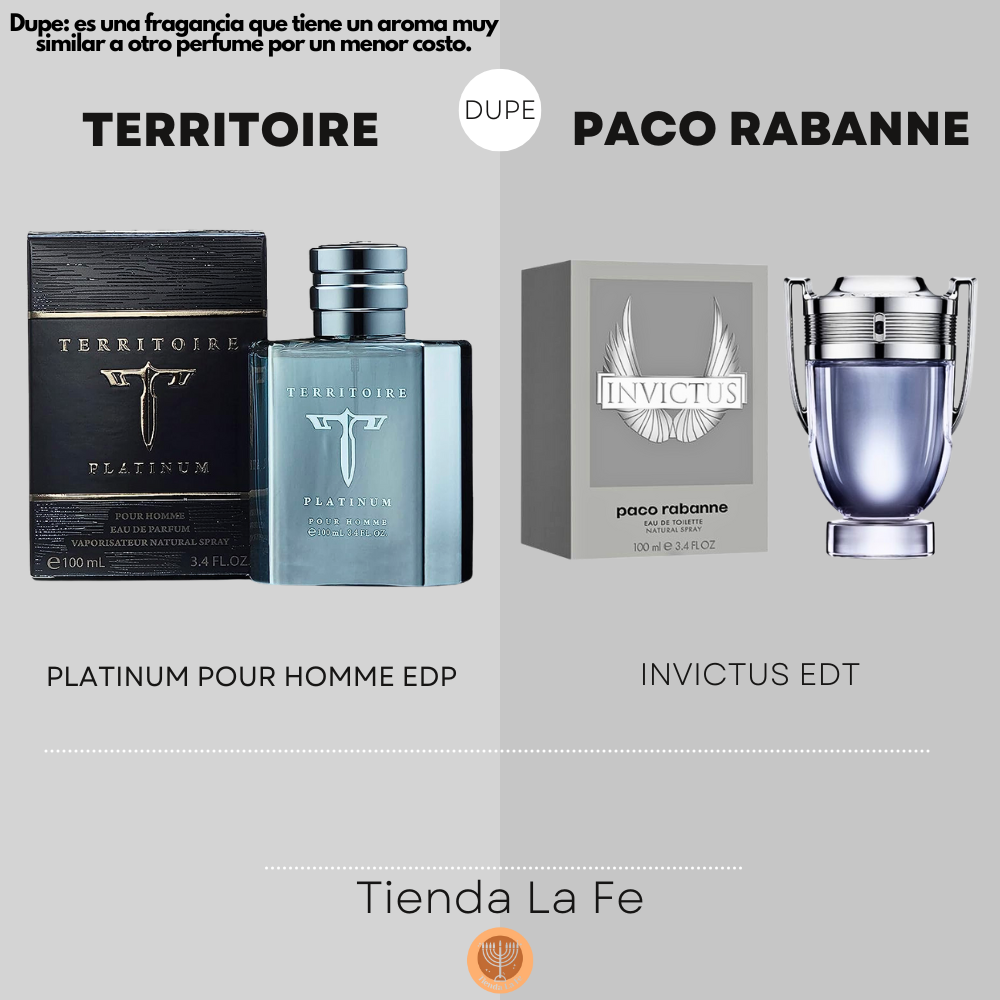 TERRITOIRE PLATINUM POUR HOMME EDP 100ML (H) (DUPE PACO RABANNE INVICTUS EDT)