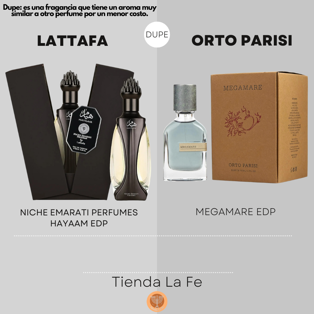 LATTAFA NICHE EMARATI PERFUMES HAYAAM EDP 100ML (H) (DUPE ORTO PARISI MEGAMARE EDP)