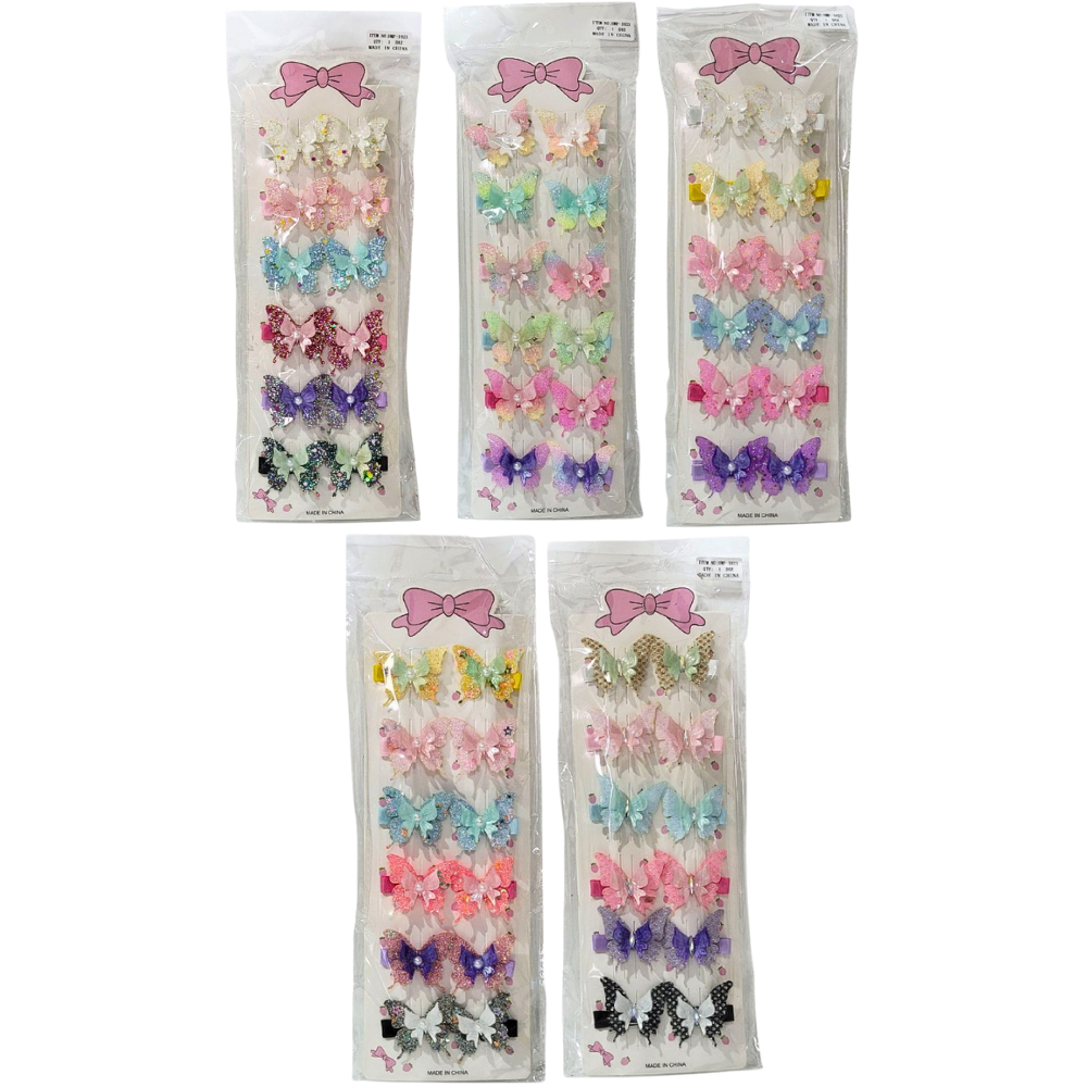 GANCHO PARA EL CABELLO DE PINZA DE MARIPOSA PAQUETE DE 6UND, MEDIDA 5CM