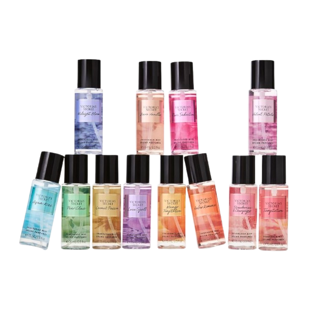 SET VICTORIAS SECRET, ESTUCHE DE 12 MINI SPLASH VELVEL DE 75ML (M)