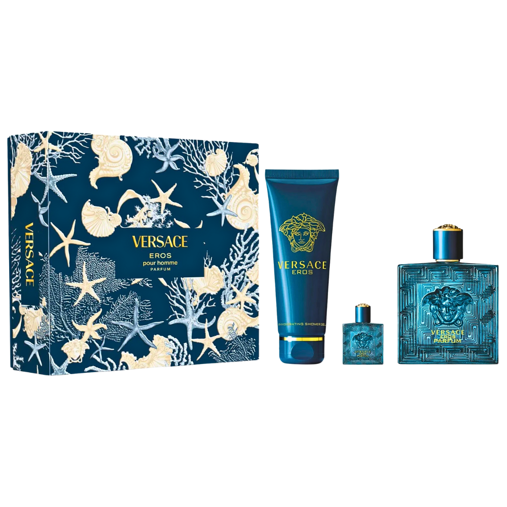 SET VERSACE EROS PARFUM POUR HOMME PARFUM 100ML, MINI PARFUM 5ML, SHOWER GEL 150ML (H)