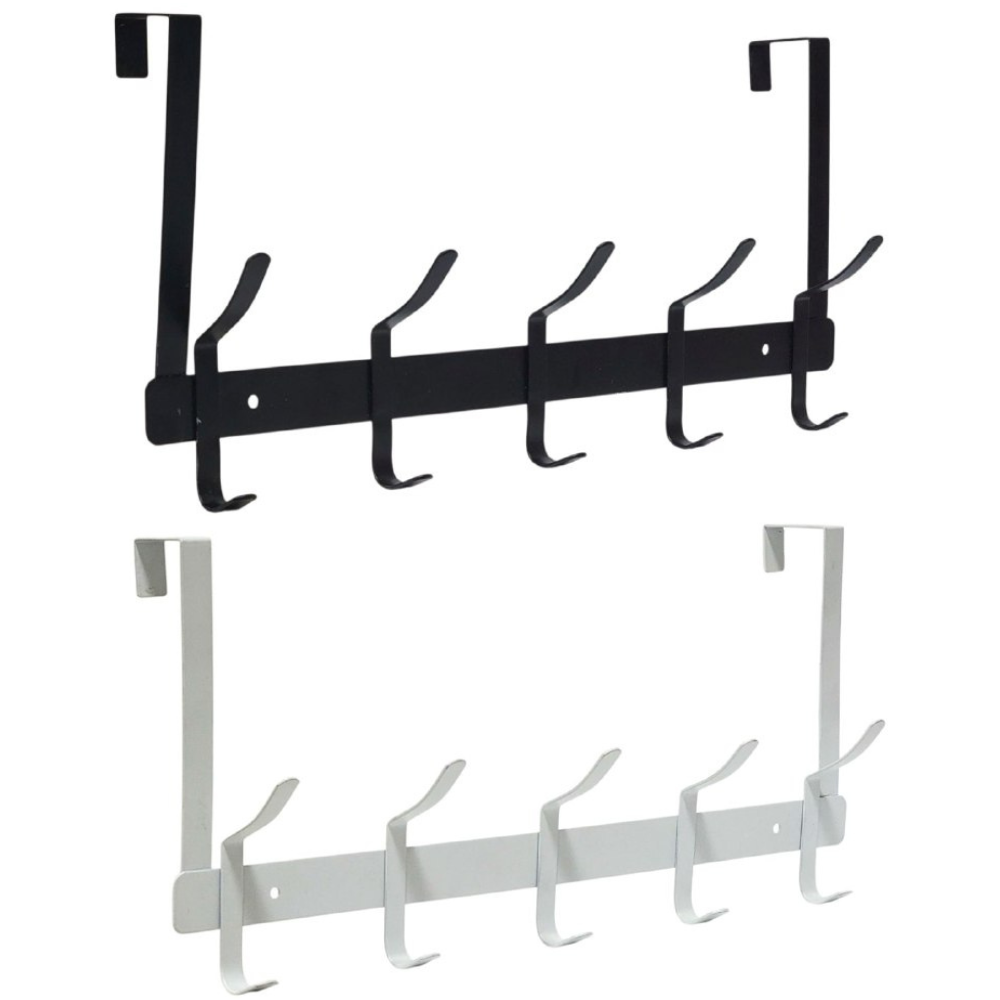 ORGANIZADOR GANCHO PERCHERO DE METAL PEQUEÑO DE 10 GANCHOS PARA PUERTA 2 COLORES BENELI HOME 44X8X21CM