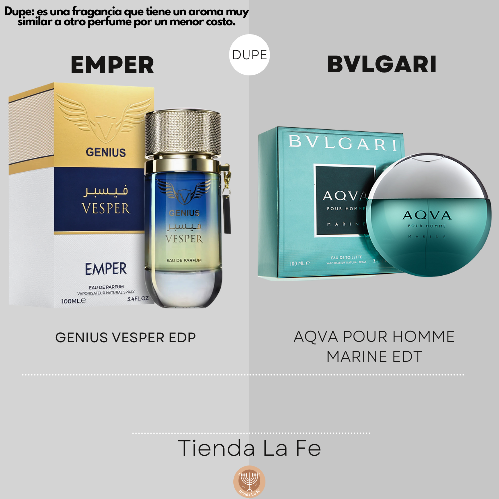 EMPER GENIUS VESPER EDP 100ML (H) (DUPE BVLGARI AQVA POUR HOMME MARINE EDT)