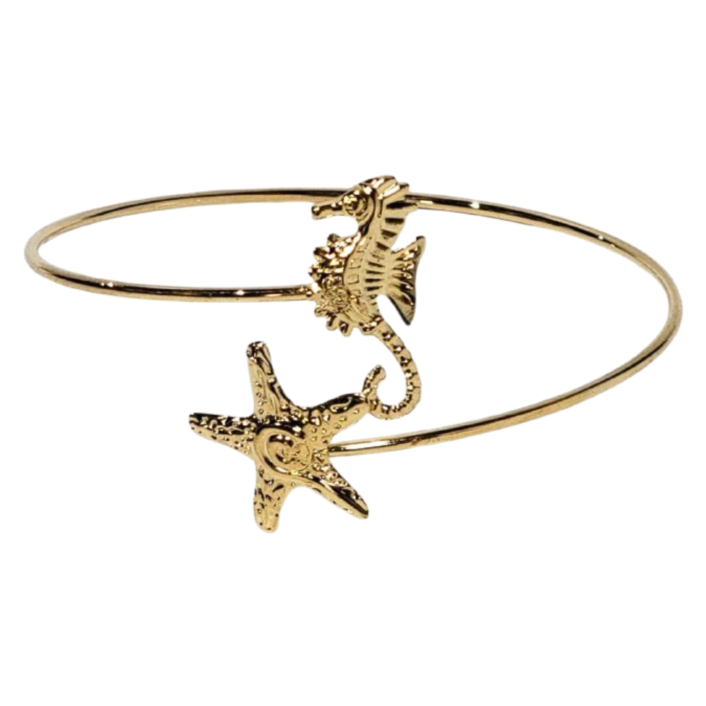 BRAZALETE PARA BRAZO SUPERIOR AJUSTABLE DE ACERO FORMA ESTRELLA Y CABALLO DE MAR