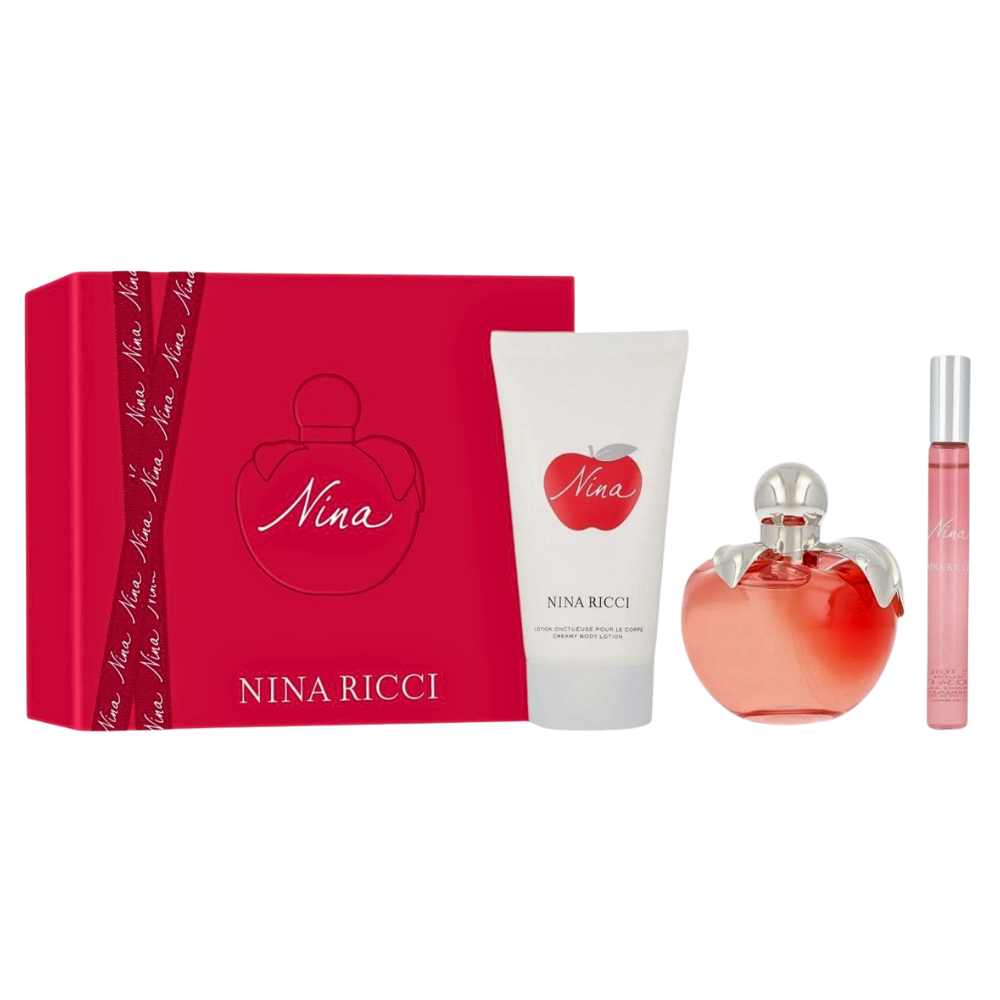 SET NINA RICCI NINA EDT 80ML, MINI EDT 10ML, BODY LOTION 75ML (M)
