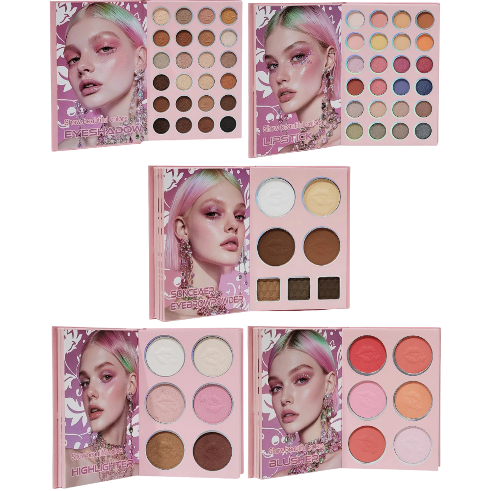 SOMBRAS DE MAQUILLAJE EN PALETA DE LIBRO SOMBRA DE OJOS Y MAQUILLAJE FACIAL MULTICOLOR LOOK PERFECTO YARA JSYV COSMETICS 1.2GX48+3GX18Q