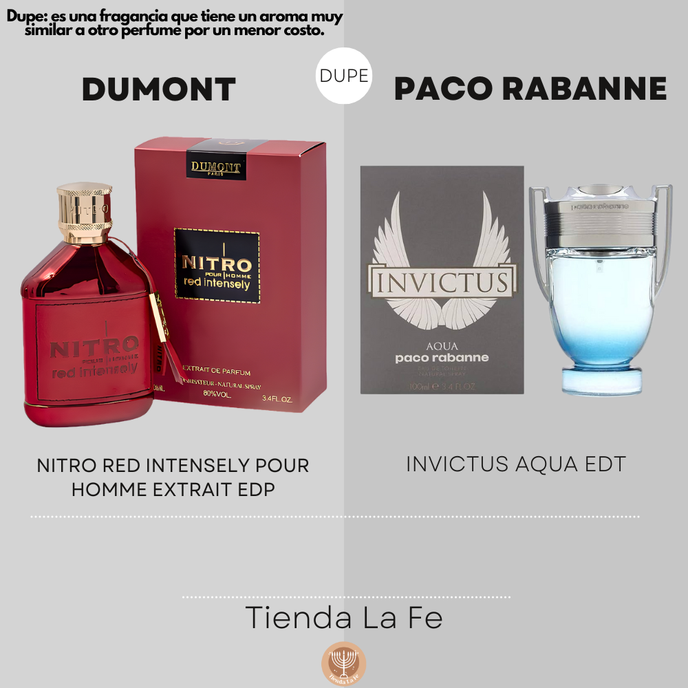DUMONT NITRO RED INTENSELY POUR HOMME EXTRAIT EDP 100ML (H) (DUPE PACO RABANNE INVICTUS AQUA EDT)