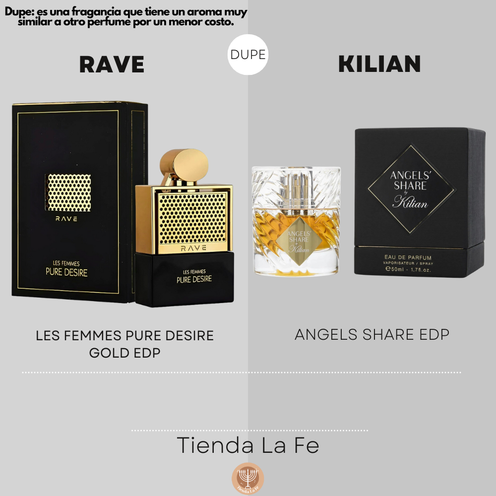 RAVE LES FEMMES PURE DESIRE GOLD EDP 100ML (M) (DUPE KILIAN ANGELS SHARE EDP)