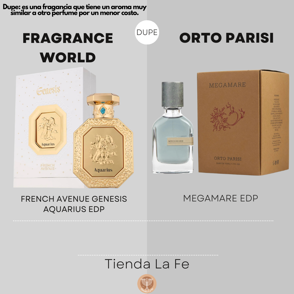 FRAGRANCE WORLD FRENCH AVENUE GENESIS AQUARIUS EDP 90ML (H) (DUPE ORTO PARISI MEGAMARE EDP)