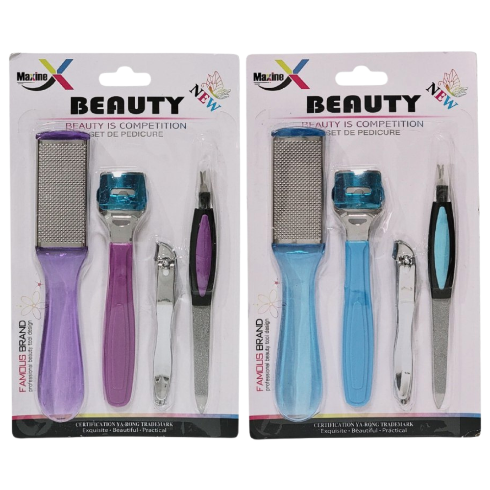 SET DE PEDICURA DE 4 PIEZAS ELIMINAN CALLOS, ALISAN LA PIEL Y MANTIENE TUS UÑAS IMPECABLES MAIXING BEAUTY 2 COLORES