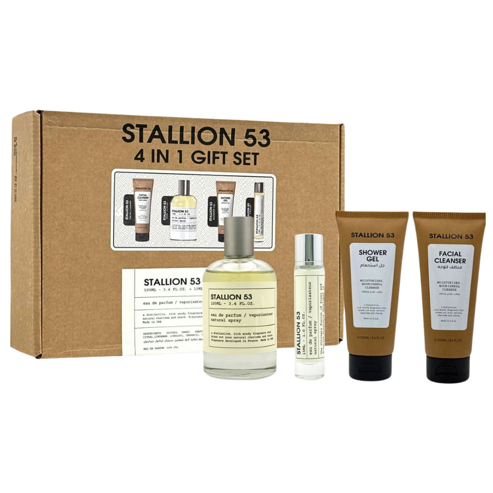 SET EMPER STALLION 53, 4 IN 1 GIFT SET EDP 100ML, EDP 15ML, LIMPIADOR FACIAL 100ML, SHOWER GEL 100ML (H)