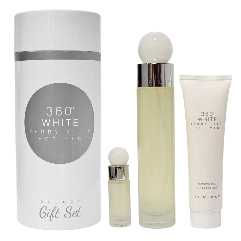 SET PERRY ELLIS 360 WHITE FOR MEN EDT 100ML, EDT 7.5ML, SHOWER GEL 90ML (H)