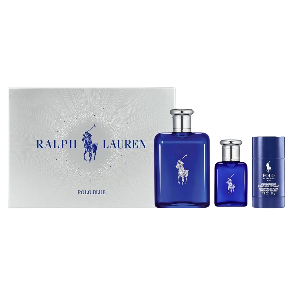 SET RALPH LAUREN POLO BLUE EDT 125ML. EDT 40ML, DESODORANTE 75ML (H)