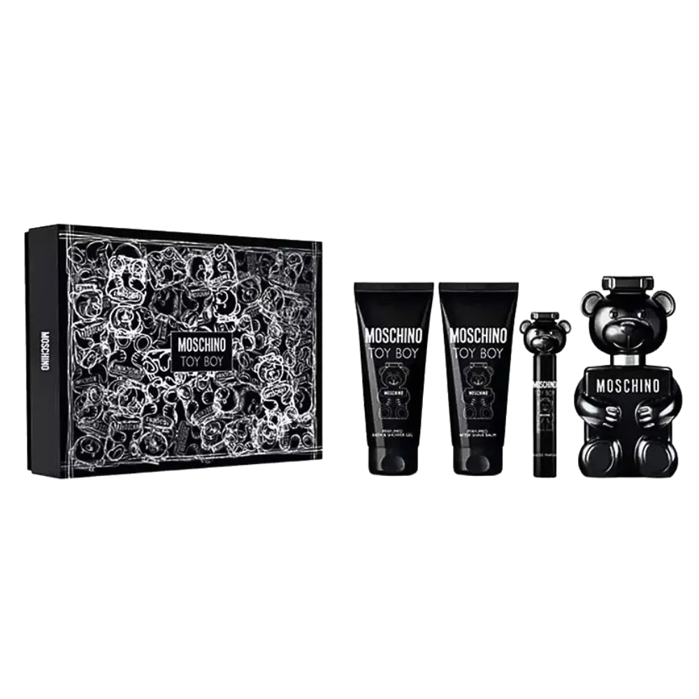 SET MOSCHINO TOY BOY EDP 100ML, MINI EDP 10ML, SHOWER GEL 100ML, AFTER SHAVE 100ML (H)
