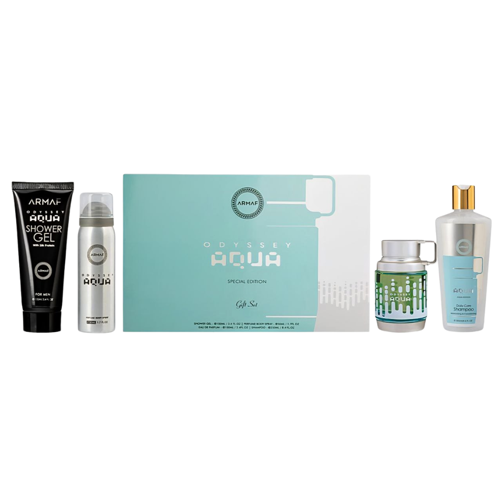 SET ARMAF ODYSSEY AQUA EDP 100ML, SHOWER GEL 100ML, BODY SPRAY 50ML, SHAMPOO 250ML (H)