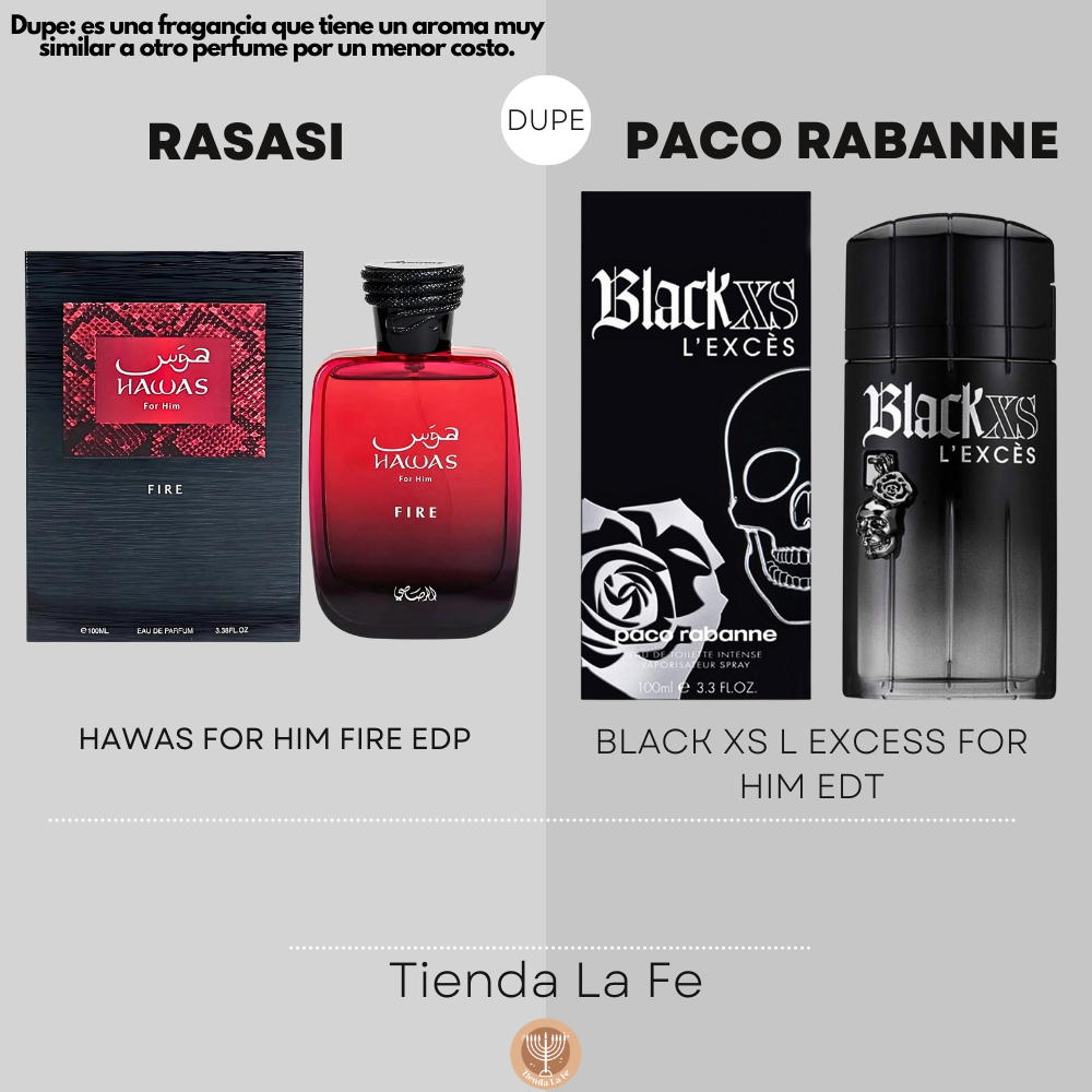 RASASI HAWAS FOR HIM FIRE EDP 100ML (H) (DUPE PACO RABANNE BLACK XS L EXCESS FOR HIM EDT)