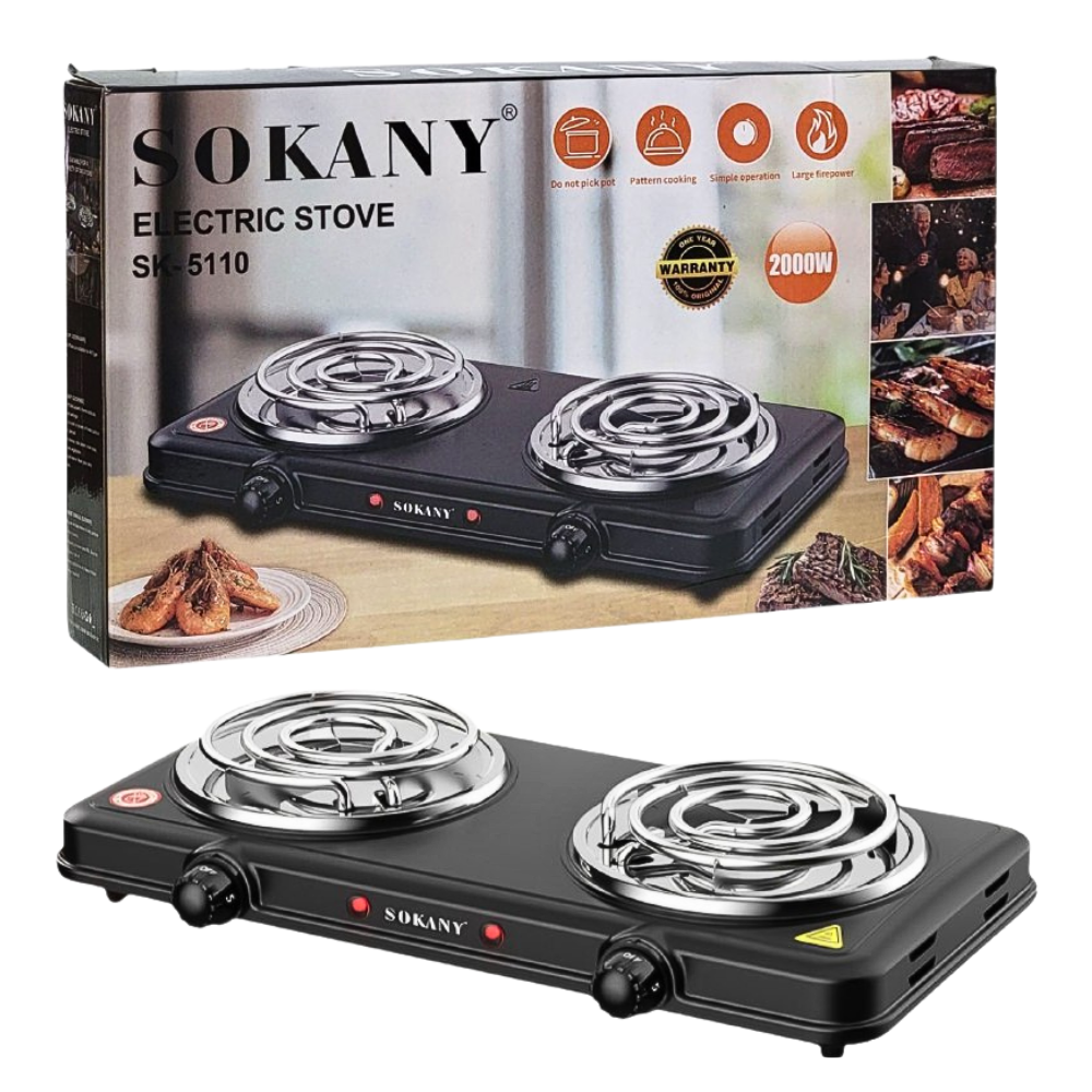 MAQUINA ESTUFA ELECTRICA, GRAN POTENCIA DE FUEGO 2000W, MULTIPLES OPCIONES DE COCCION, POTENCIA AJUSTABLE SOKANY SK-5110