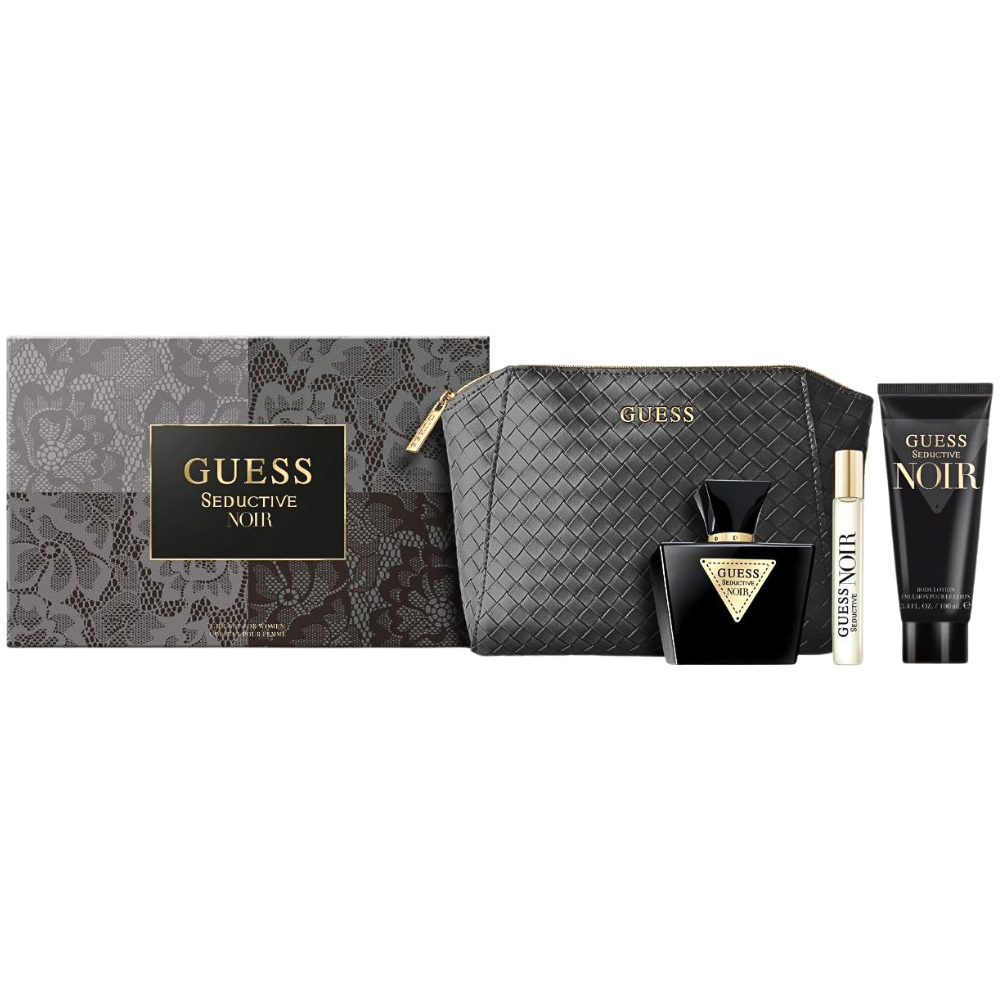 SET GUESS SEDUCTIVE NOIR POUR FEMME EDT 75ML, EDT 15ML, BODY LOTION 100ML, BOLSO DE VIAJE (M)