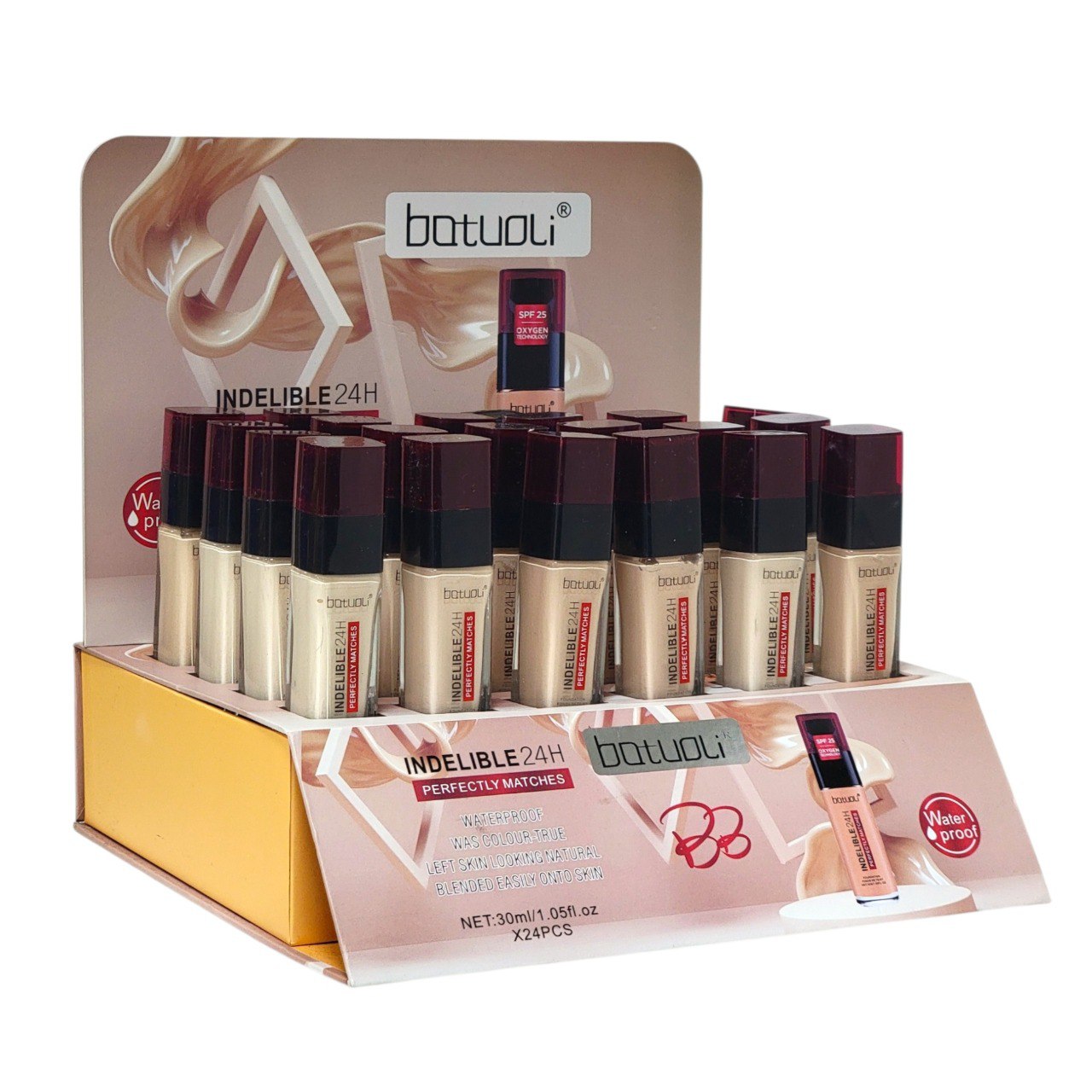 BASE DE MAQUILLAJE DUPE DE LOREAL, RESISTENTE AL AGUA Y DE ASPECTO NATURAL BATUOLI 30ML