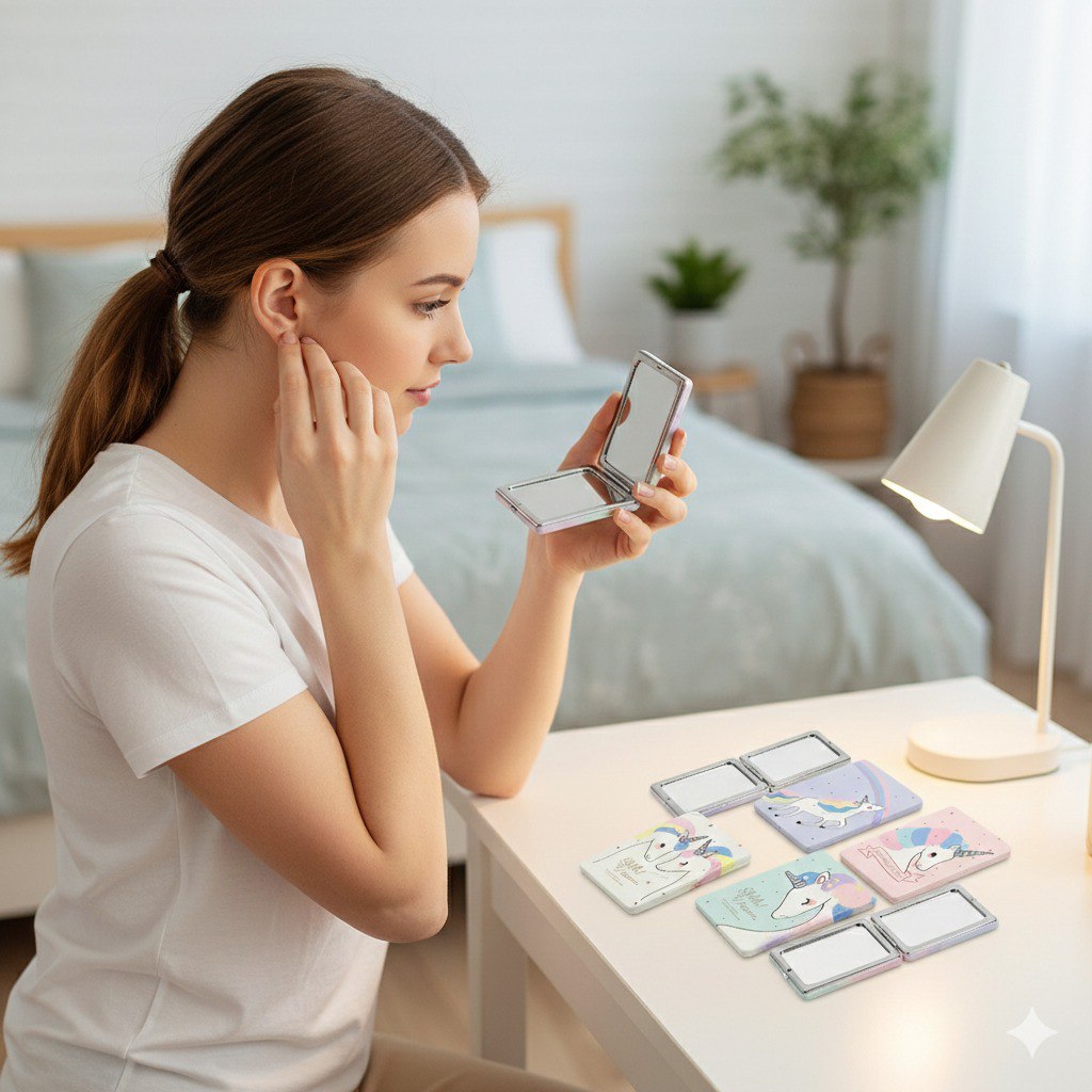 ESPEJO DE MANO CON DISEÑO DE UNICORNIO 6X8.5X17CM