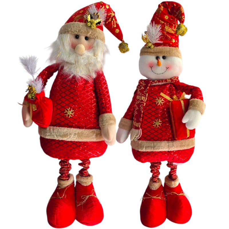 DECORACION ADORNO NAVIDEÑO PELUCHE MUÑECO DE HOMBRE DE NIEVE O SANTA CLAUS ELEGANTE Y LINDO