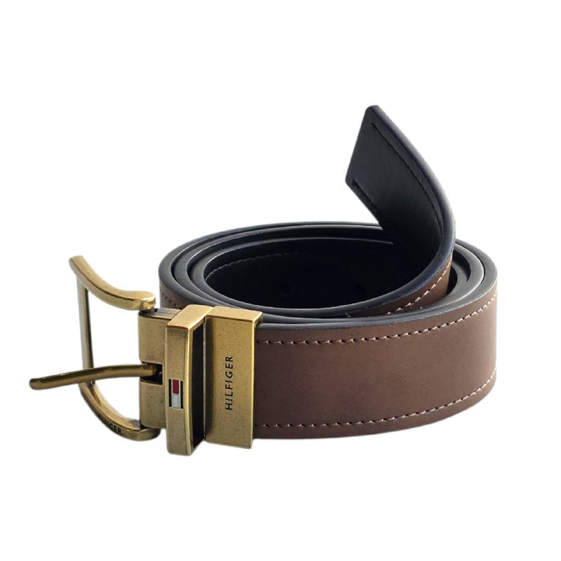 FAJA ORIGINAL TOMMY HILFIGER REVERSIBLE PARA CABALLERO COLOR NEGRO Y CAFÉ TALLA L 30-32