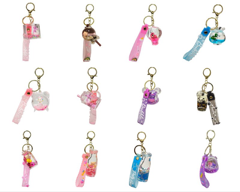 LLAVEROS DE ARENA MOVEDIZA LIQUIDA, 12 ESTILOS DISPONIBLES