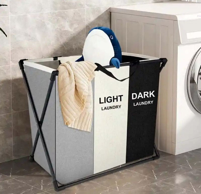 ORGANIZADOR DE ROPA DE LAVAR, CESTA DE LAVANDERIA DESMONTABLE DE 3 COMPARTIMIENTOS DETACHABLE LAUNDRY BASKET