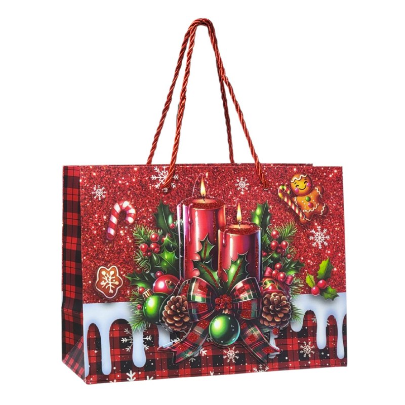 BOLSA DE REGALO NAVIDEÑA PEQUEÑA HORIZONTAL 24X18X10CM