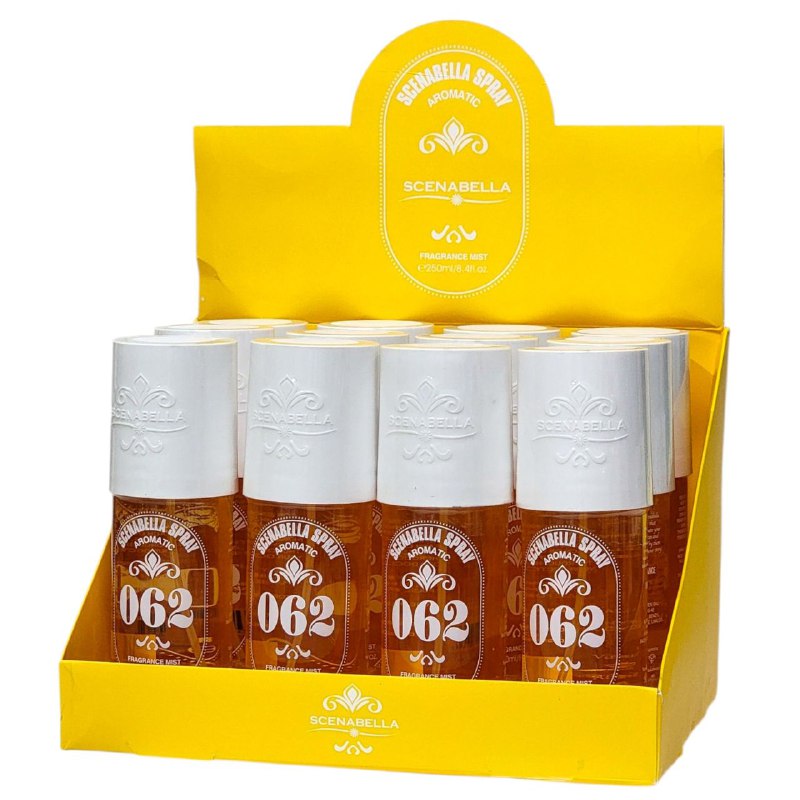 SPRAY PERFUMADO PARA EL CABELLO Y CUERPO SCENABELLA SPRAY AROMATIC 062 VAINILLA, PISTACHOI, JAZMIN, ALMENDRA, CARAMELO Y SANDALO 250ML