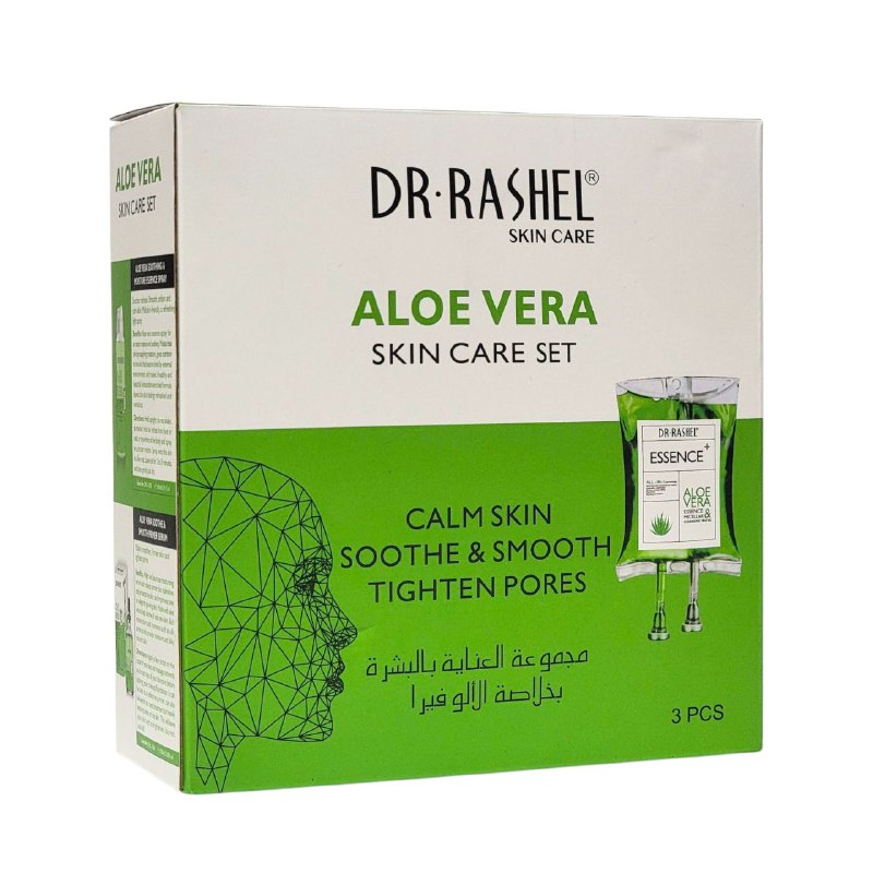 SET DE CUIDADO FACIAL DE 3 PIEZAS DE ALOE VERA, CALMA LA PIEL Y SUAVIZA, CIERRA LOS POROS, SPRAY DE ESENCIA HIDRATANTE 160ML, SUERO 100ML, MASCARILLA 88OZX5 DR RASHEL SKIN CARE
