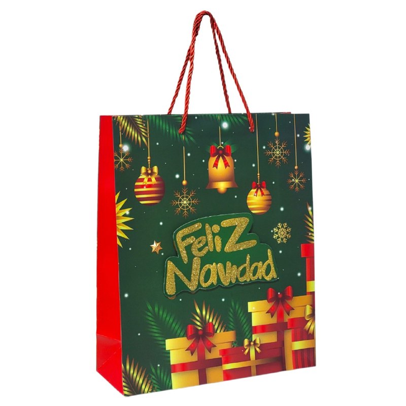 BOLSA DE REGALO NAVIDEÑA MEDIANA 26X32X10CM