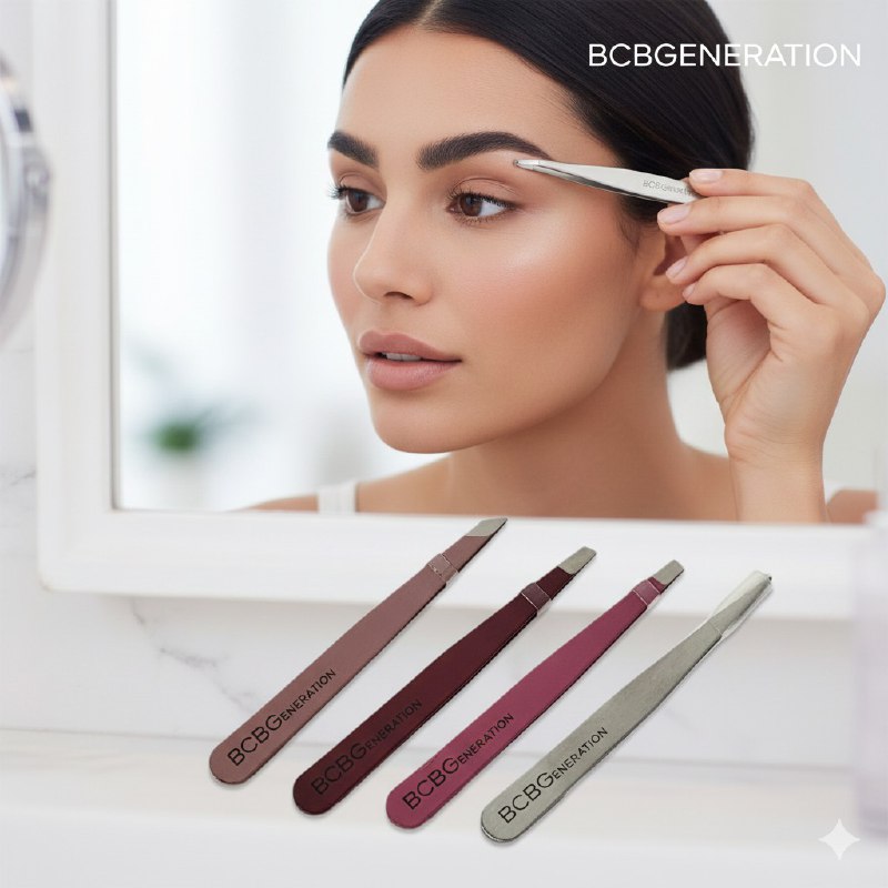 PINZAS DEPILADORAS PARA CEJAS Y PESTAÑAS EN SET DE 4 PIEZAS DE ACERO INOXIDABLE BCBGENERATION